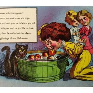 Halloween Postcard Nash Comical Witch Logo 1076 Original 1909 Lancaster Vintage